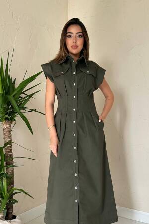 Green Casual Elegant Formal Modest Western Shirt Dress - Brand: Elisa - Women & Kids, Baby Clothes Wholesale - Globality Store