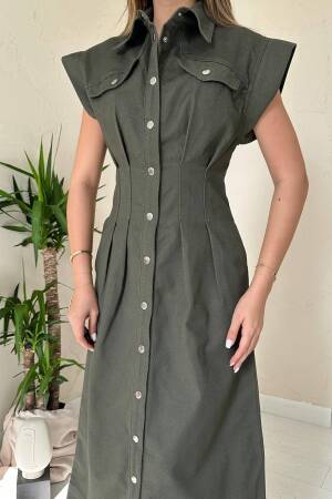 Green Casual Elegant Formal Modest Western Shirt Dress - Brand: Elisa - Women & Kids, Baby Clothes Wholesale - Globality Store