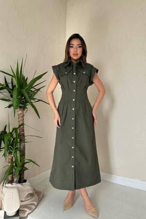 Green Casual Elegant Formal Modest Western Shirt Dress - Brand: Elisa - Women & Kids, Baby Clothes Wholesale - Globality Store