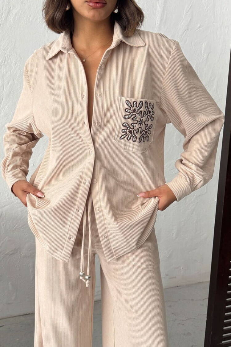 Beige Casual Elegant Shirt