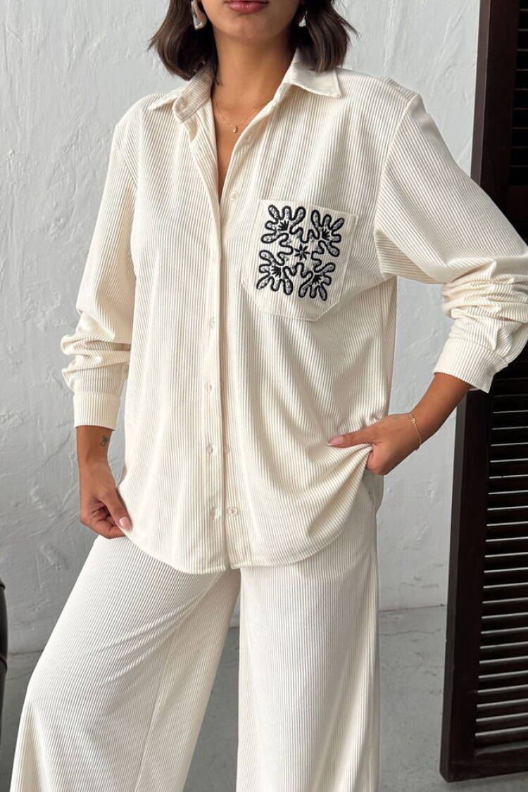 Ecru Shirt – Casual Elegant Buttoned Long Sleeve