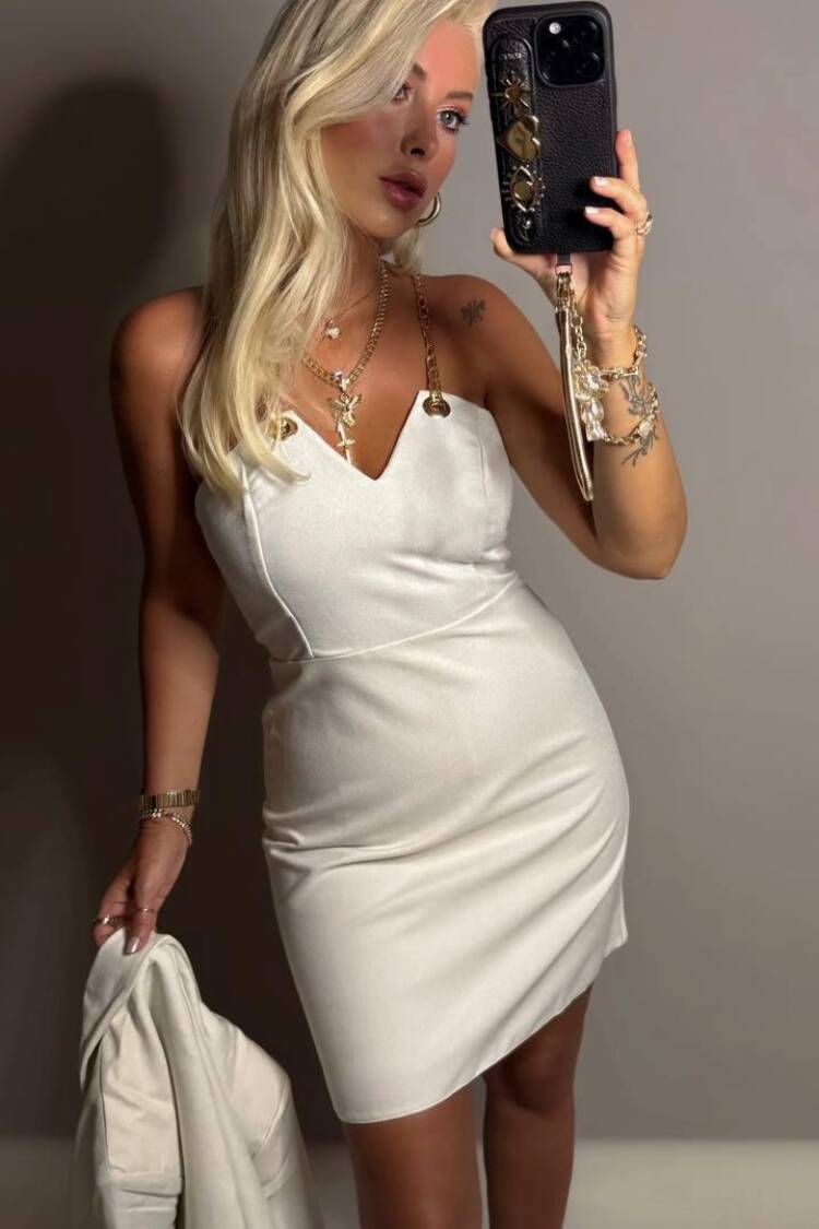 White Elegant Sheath Mini Dress With Sweetheart Neck - Brand: My Jest Fashion - Women & Kids, Baby Clothes Wholesale - Globality Store