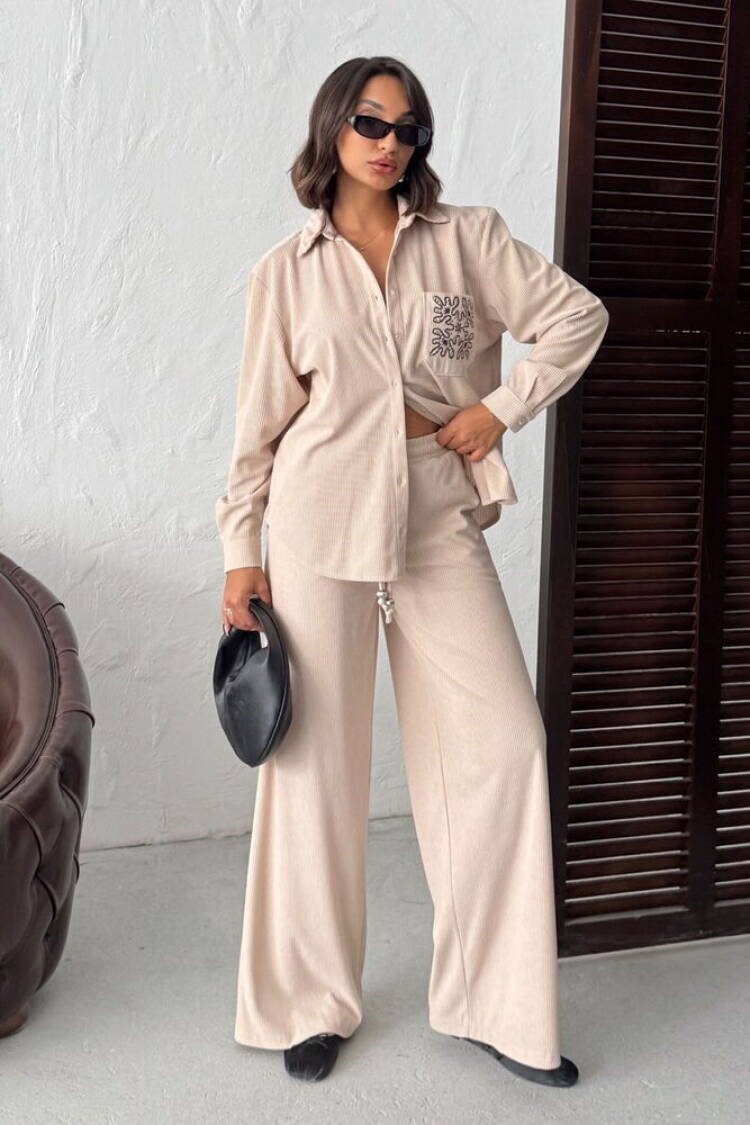 Beige Casual Streetwear Palazzo Pants - Brand: Topshow - Women & Kids, Baby Clothes Wholesale - Globality Store