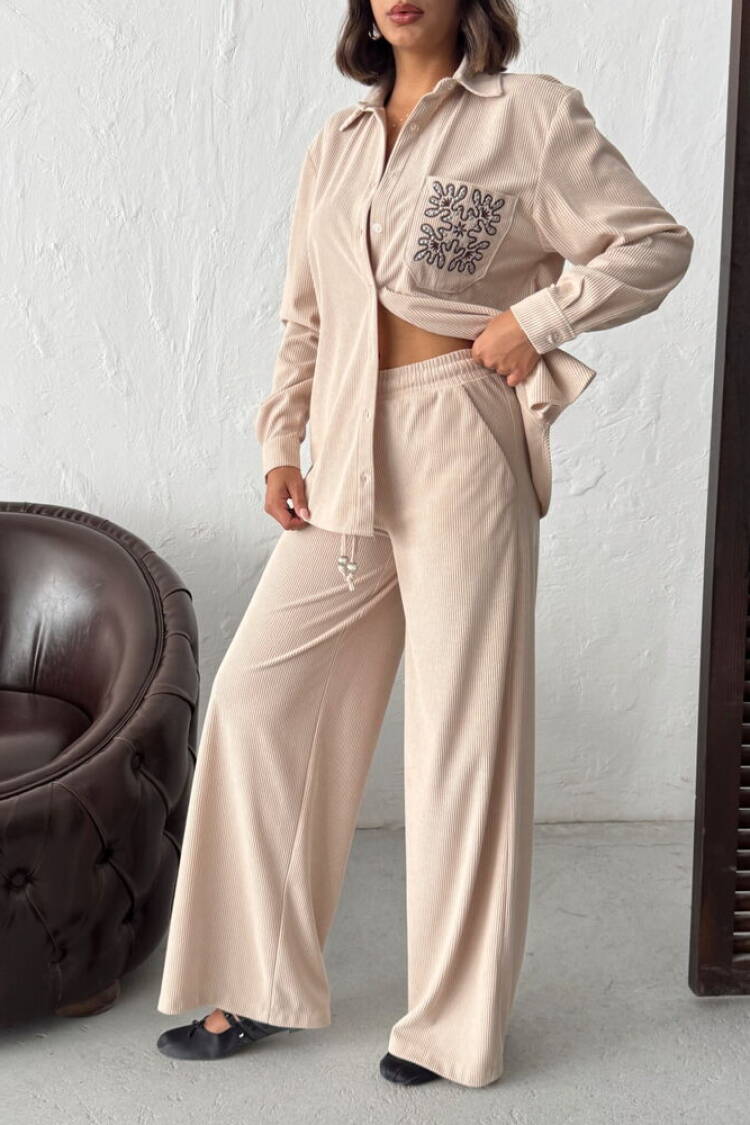 Beige Casual Streetwear Palazzo Pants