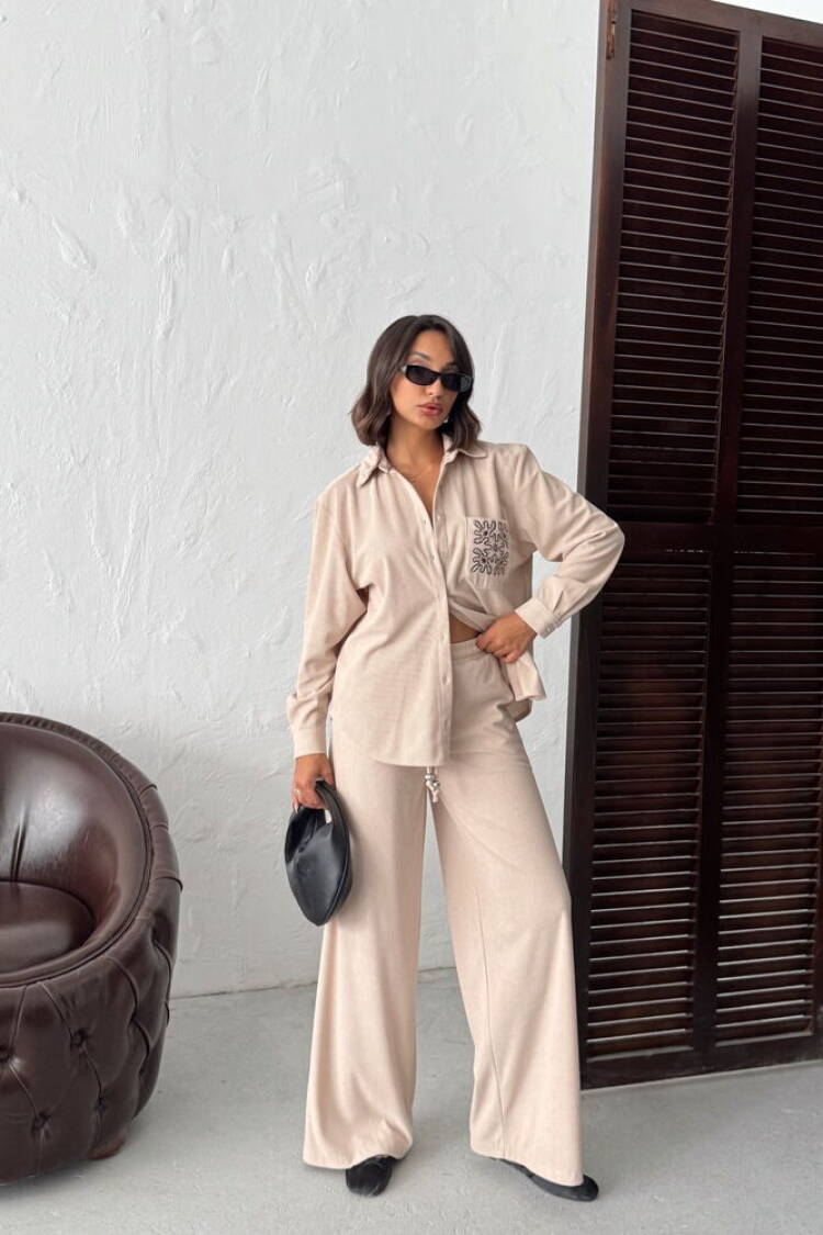 Beige Casual Streetwear Palazzo Pants