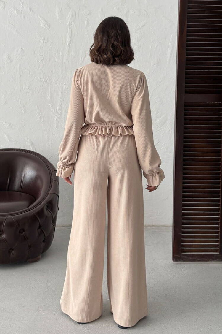 Beige Casual Streetwear Palazzo Pants