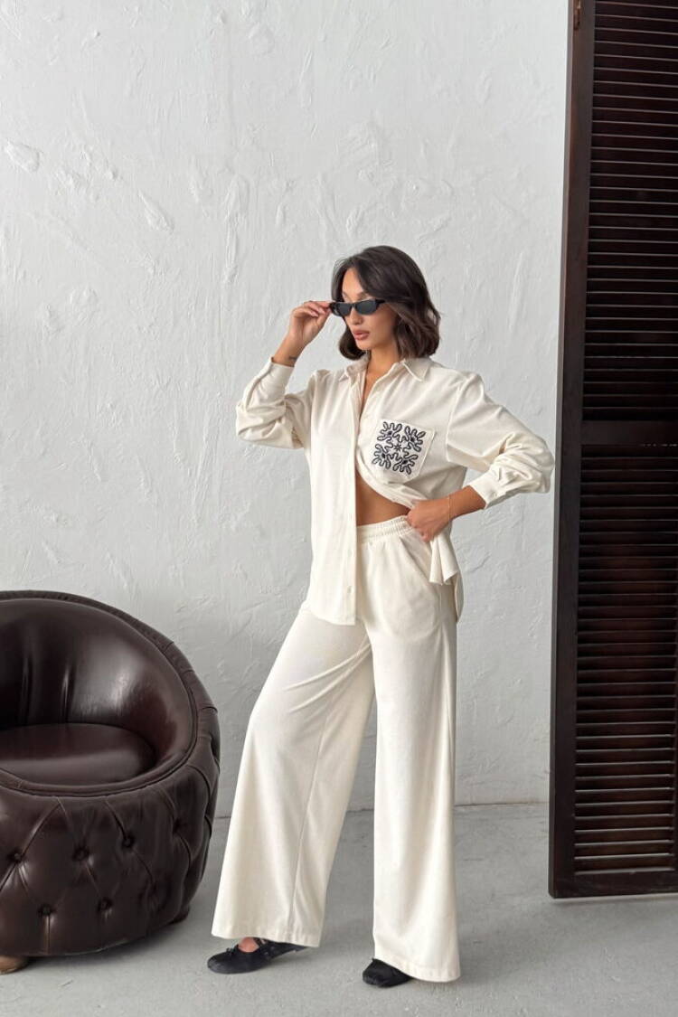 Beige Palazzo Pants With Wide Leg And Drawstring