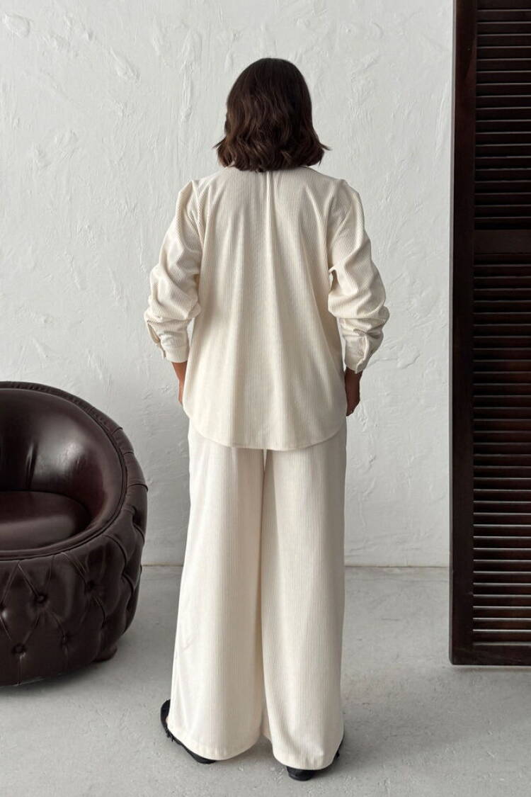 Beige Palazzo Pants With Wide Leg And Drawstring