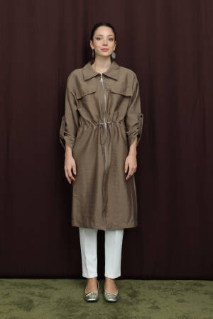 Brown Casual Shacket Jacket - Brand: Puane - Women & Kids, Baby Clothes Wholesale - Globality Store