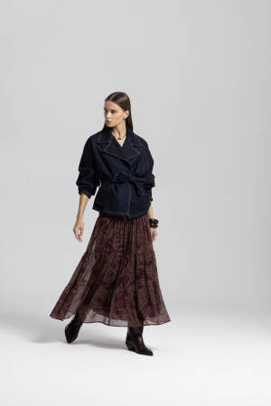 Claret Red Paisley Layered Maxi Boho Skirt High Waist - Brand: Cream Rouge - Women & Kids, Baby Clothes Wholesale - Globality Store