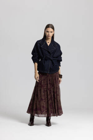 Claret Red Paisley Layered Maxi Boho Skirt High Waist - Brand: Cream Rouge - Women & Kids, Baby Clothes Wholesale - Globality Store