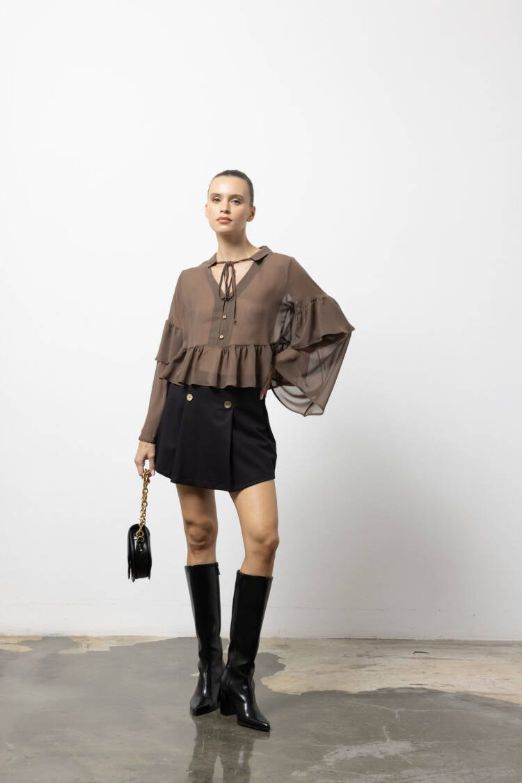 Black A-Line Mini Skirt With Flap Pocket