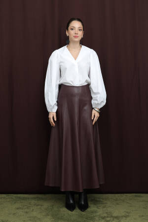 Brown Elegant Flared Maxi Skirt - Brand: Puane - Women & Kids, Baby Clothes Wholesale - Globality Store