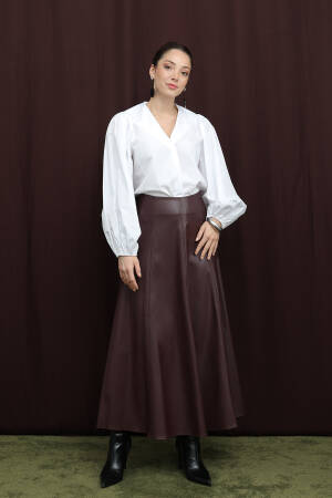 Brown Elegant Flared Maxi Skirt - Brand: Puane - Women & Kids, Baby Clothes Wholesale - Globality Store