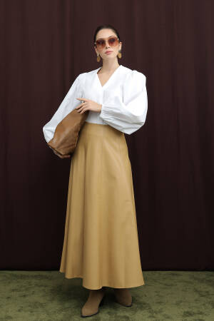 Khaki Flared Maxi Skirt With High Waist - Brand: Puane - Women & Kids, Baby Clothes Wholesale - Globality Store