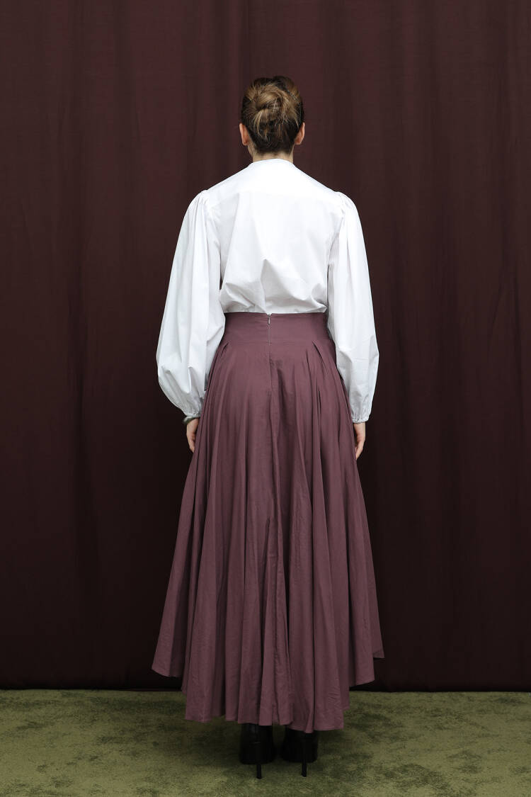 Brown Elegant Maxi Layered Skirt High Waist Vintage