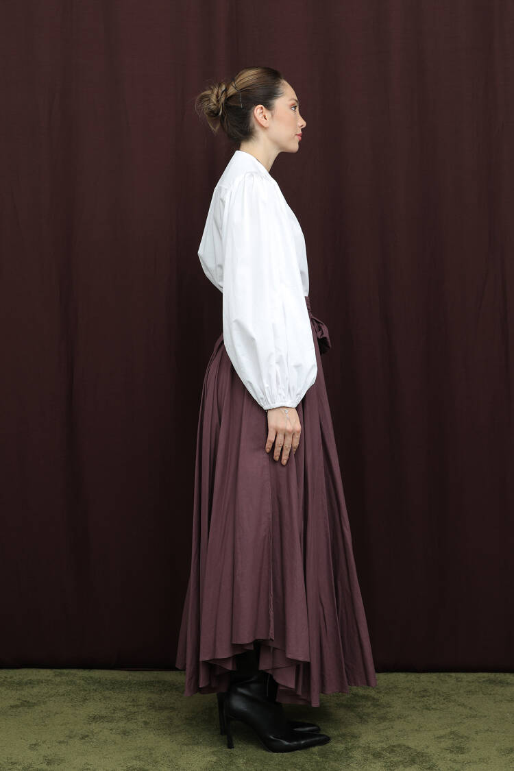 Brown Elegant Maxi Layered Skirt High Waist Vintage