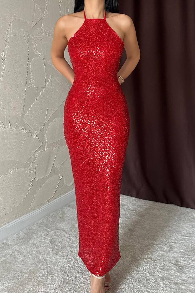 Sequined Glam Sheath Dress