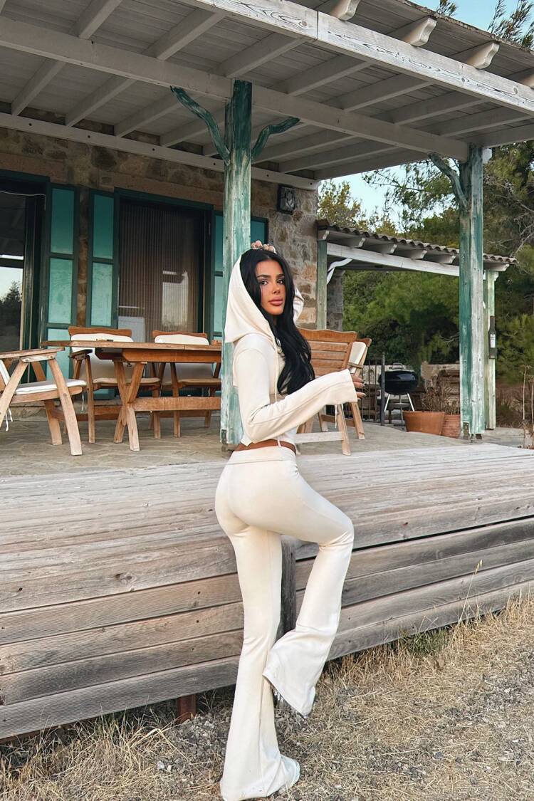 Tracksuit Slim Fit Flare Leg Zip Up Hoodie