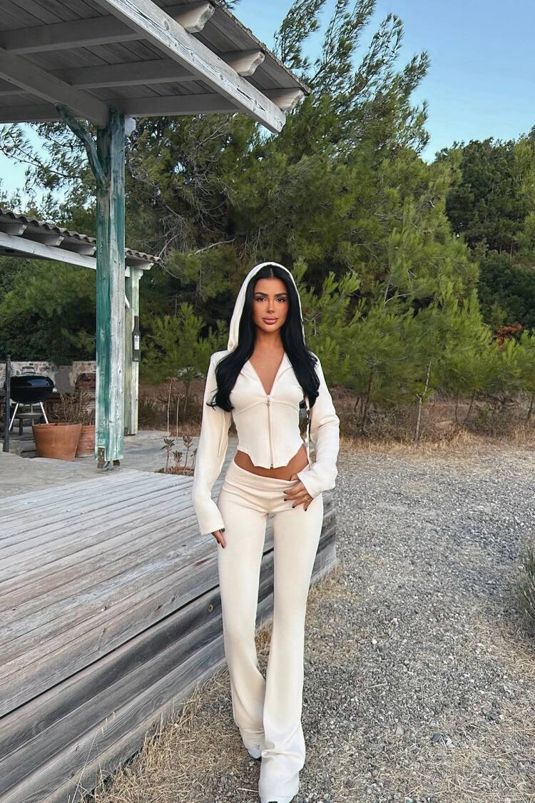 Tracksuit Slim Fit Flare Leg Zip Up Hoodie