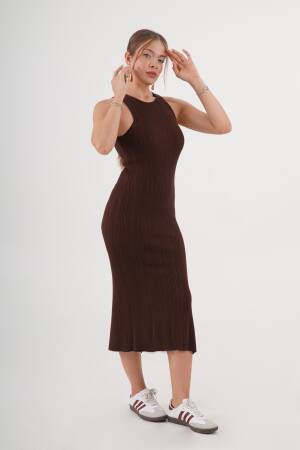 Brown Sleeveless Bodycon Midi Dress - Brand: Lustrin - Women & Kids, Baby Clothes Wholesale - Globality Store