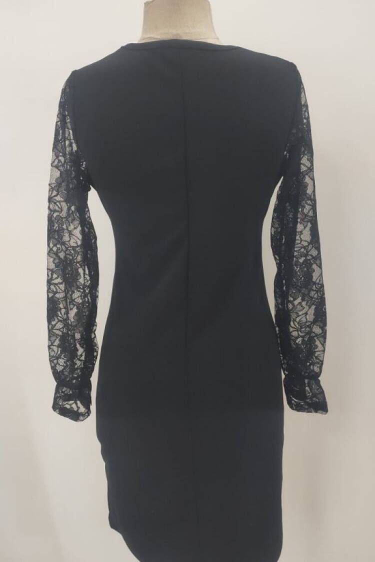 Elegant Black Sheath Dress With Ruffle Sleeves