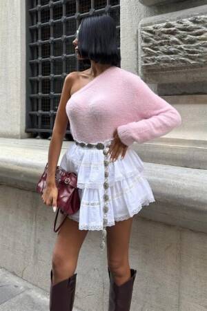 Fitted One Shoulder Neck Sweater - Brand: Sobe Istanbul - Women & Kids, Baby Clothes Wholesale - Globality Store