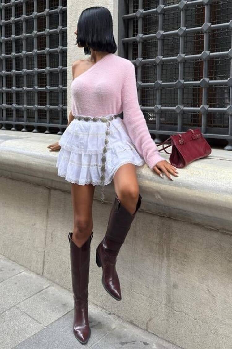 Fitted One Shoulder Neck Sweater