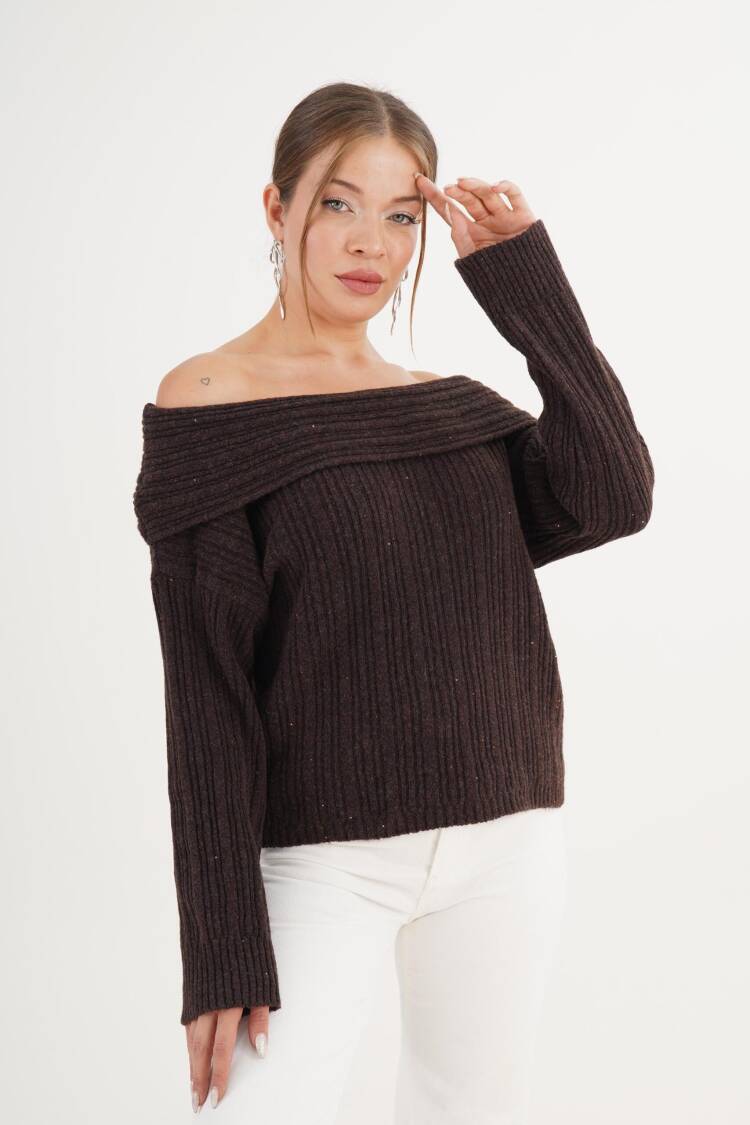 Sweater With Off Shoulder Neck - Regular Fit