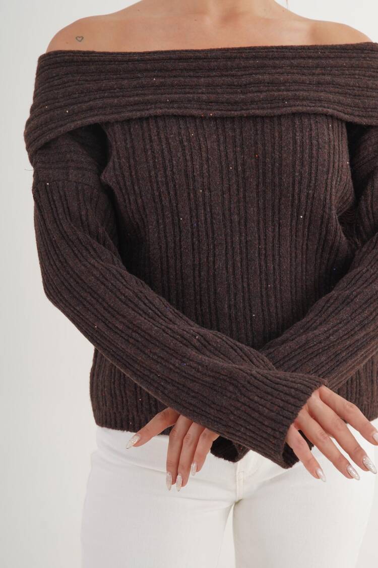 Sweater With Off Shoulder Neck - Regular Fit