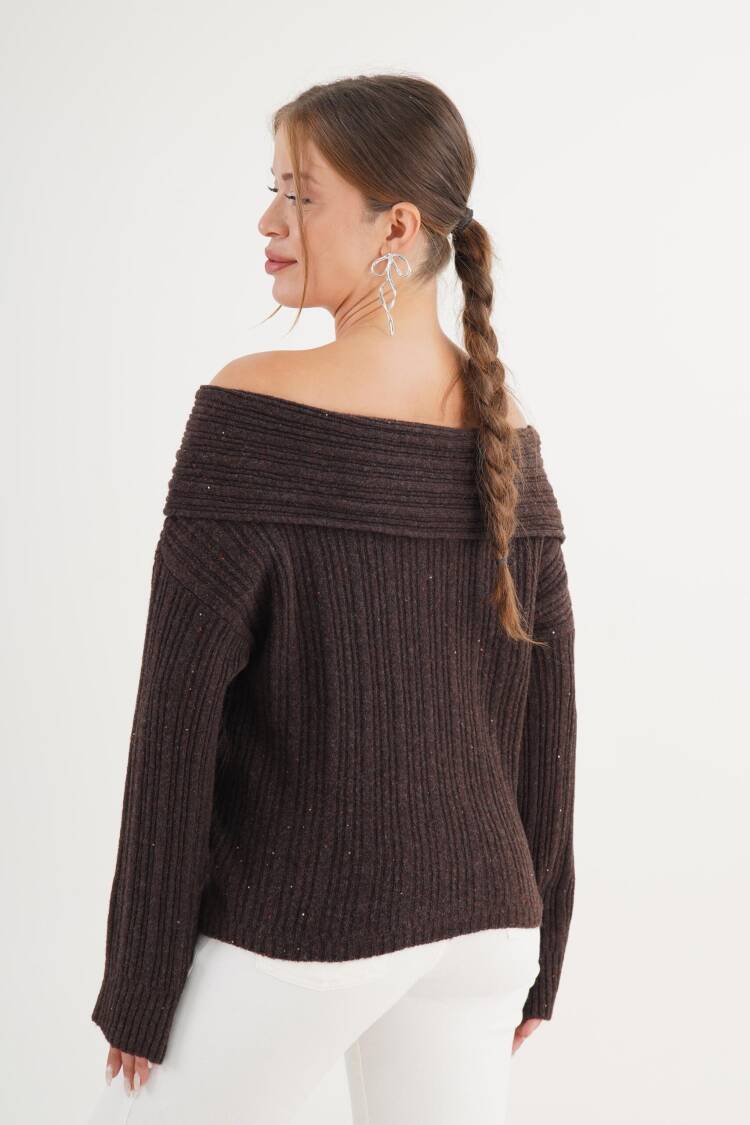 Sweater With Off Shoulder Neck - Regular Fit