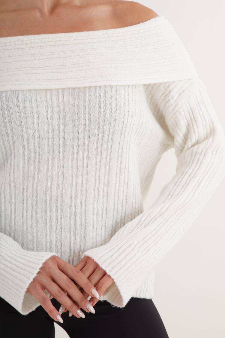 Sweater With Off Shoulder Neck And Long Sleeves