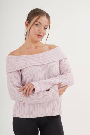 Sweater With Off Shoulder Neck - Casual & Elegant - Brand: Lustrin - Women & Kids, Baby Clothes Wholesale - Globality Store
