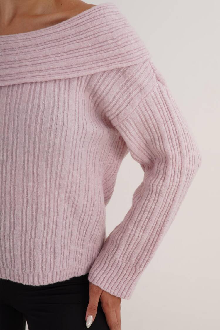 Sweater With Off Shoulder Neck - Casual & Elegant
