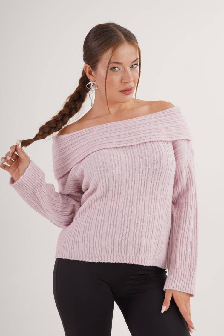 Sweater With Off Shoulder Neck - Casual & Elegant