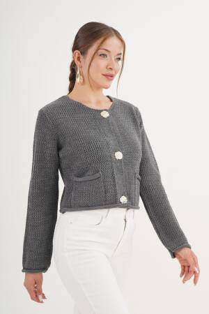 Grey Casual Elegant Cardigan - Brand: Lustrin - Women & Kids, Baby Clothes Wholesale - Globality Store