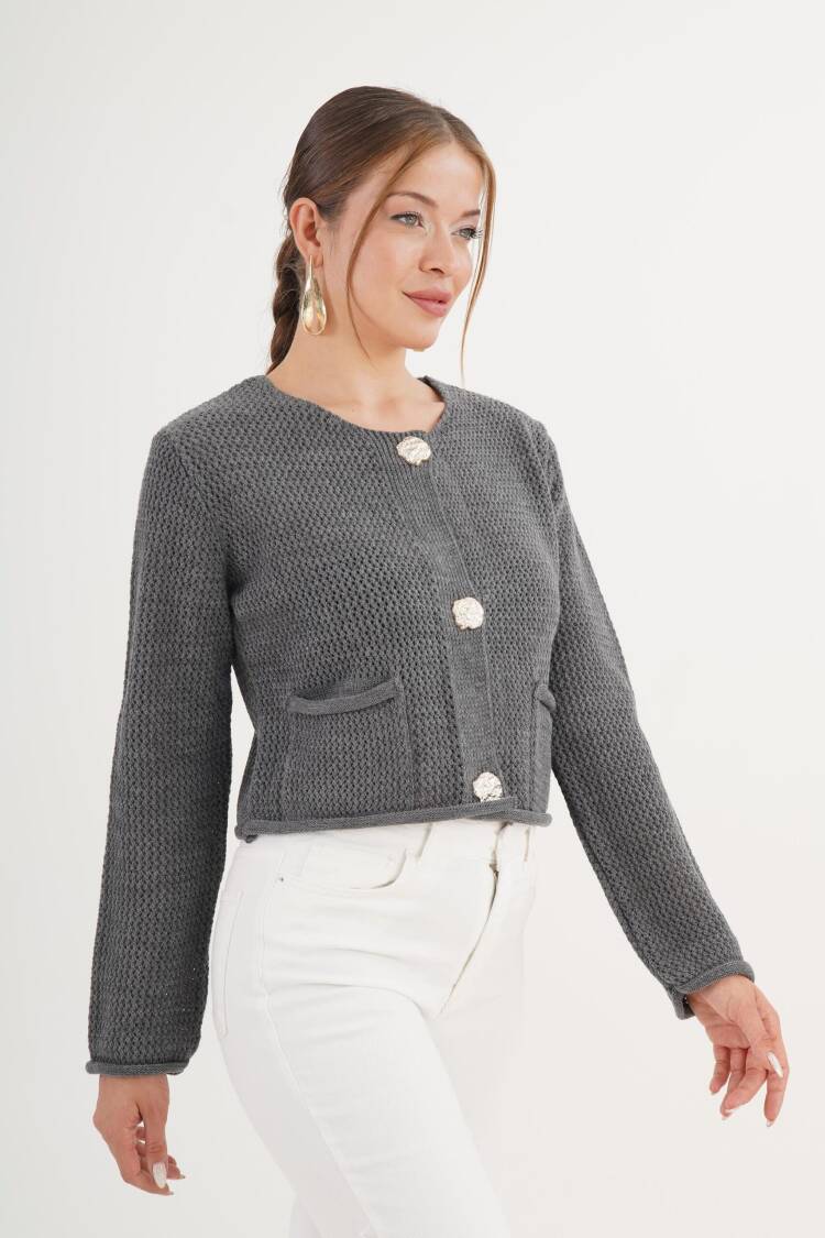 Grey Casual Elegant Cardigan