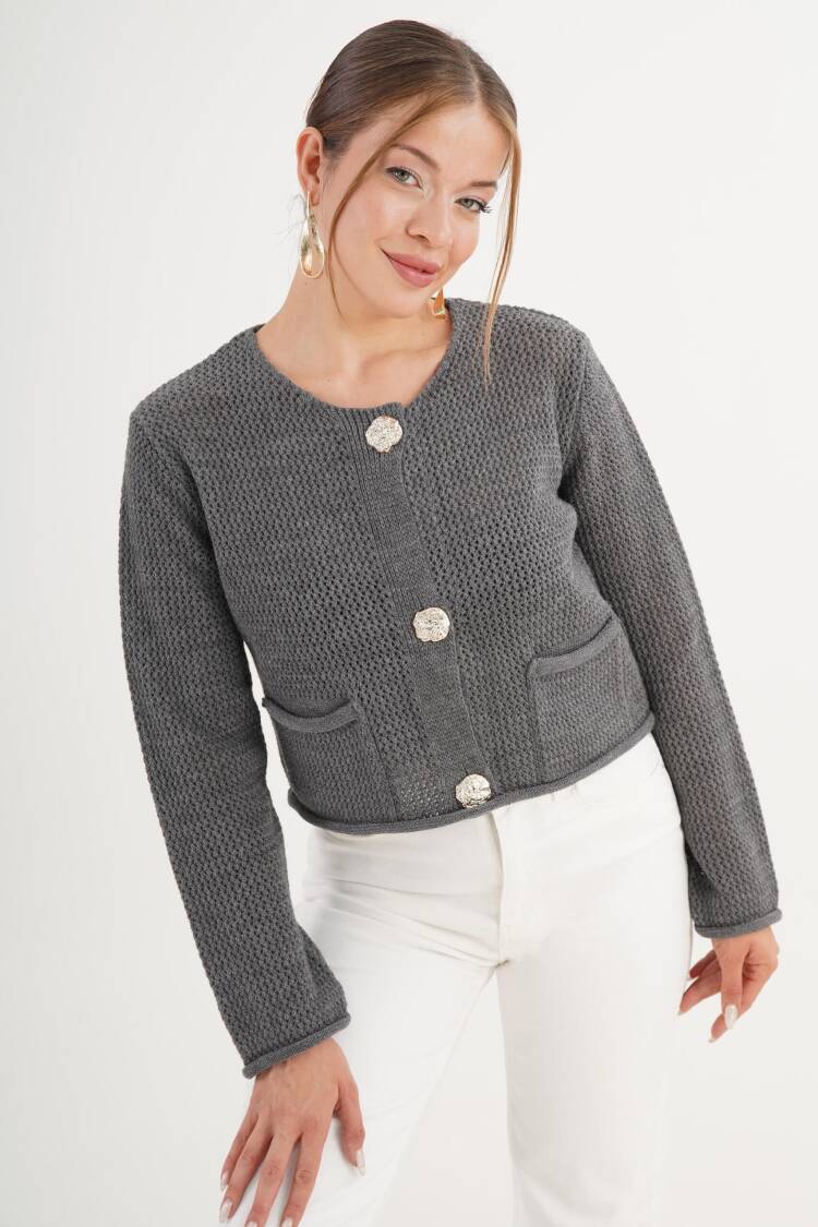 Grey Casual Elegant Cardigan - Brand: Lustrin - Women & Kids, Baby Clothes Wholesale - Globality Store