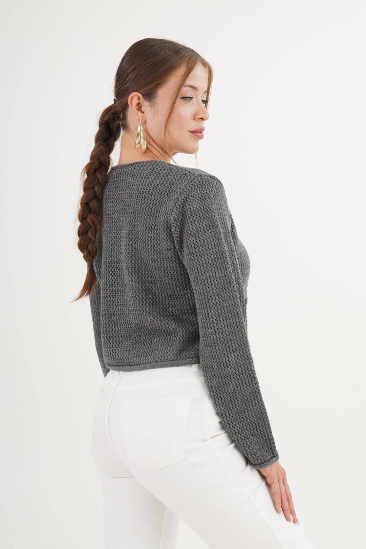 Grey Casual Elegant Cardigan