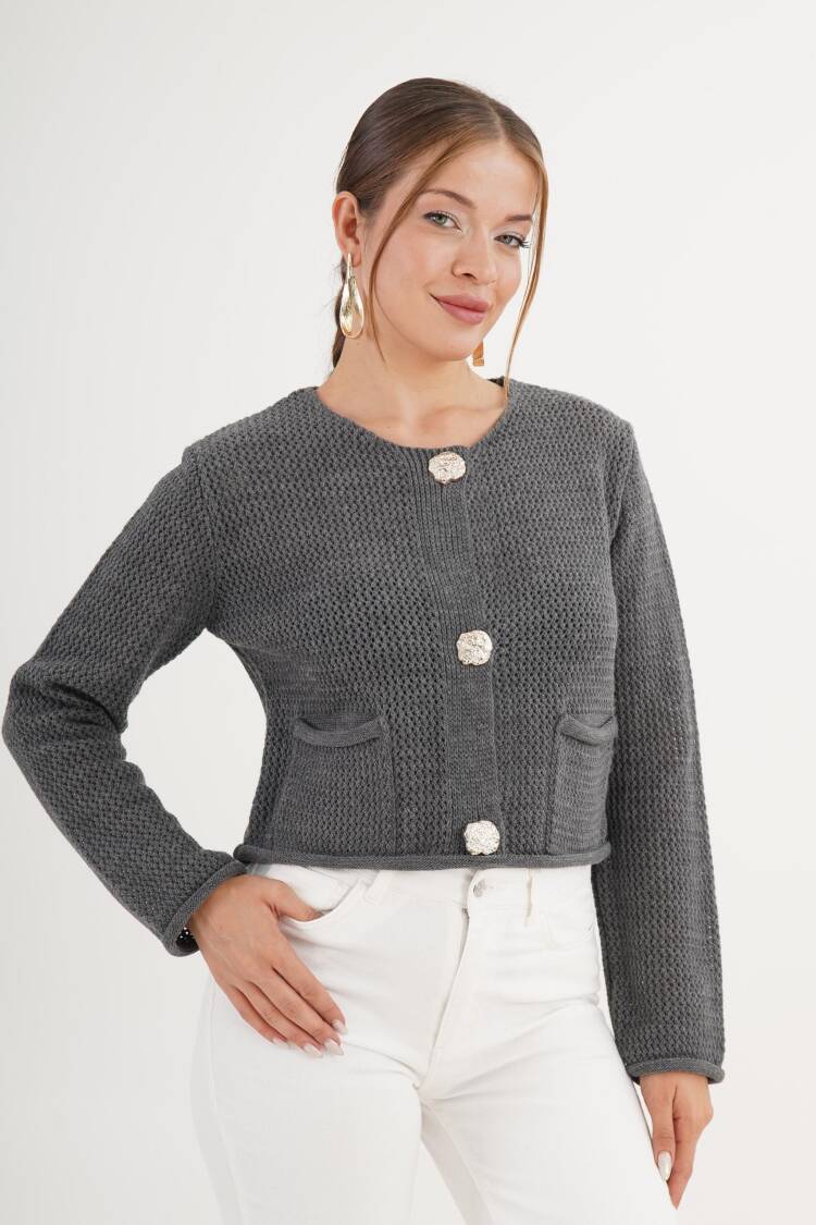 Grey Casual Elegant Cardigan