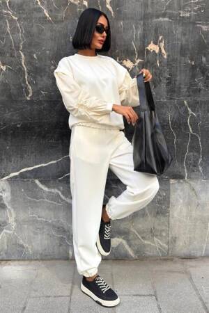 White Casual Set With Jogger Pants & Drawstring - Brand: Sobe Istanbul - Women & Kids, Baby Clothes Wholesale - Globality Store