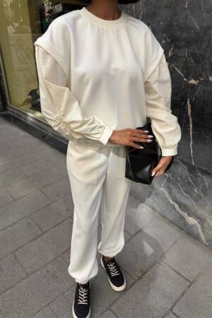 White Casual Set With Jogger Pants & Drawstring - Brand: Sobe Istanbul - Women & Kids, Baby Clothes Wholesale - Globality Store