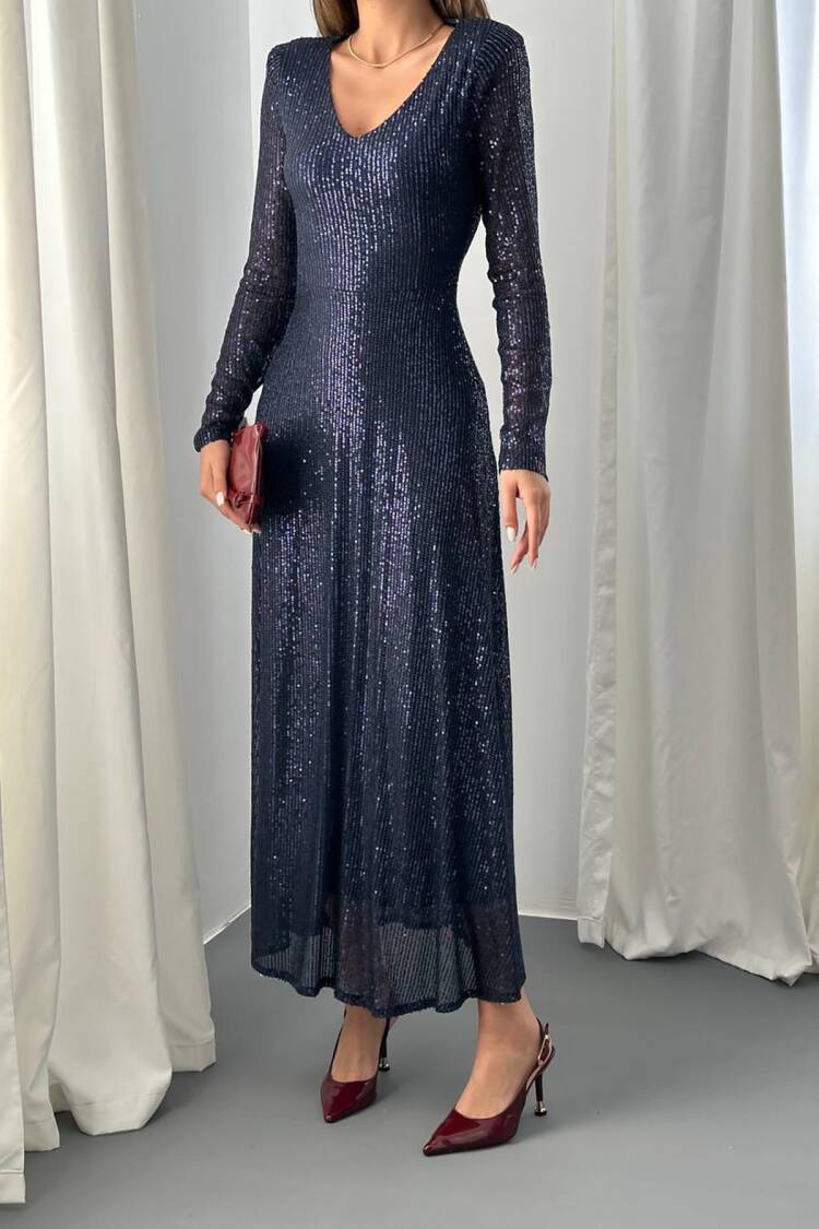 Sequined Fit And Flare Dress