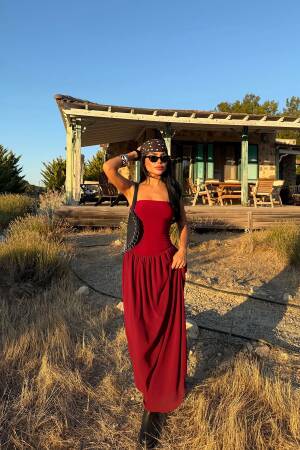 ClaretStrapless Bodycon Maxi Dress - Brand: EYYO ATELIER - Women & Kids, Baby Clothes Wholesale - Globality Store