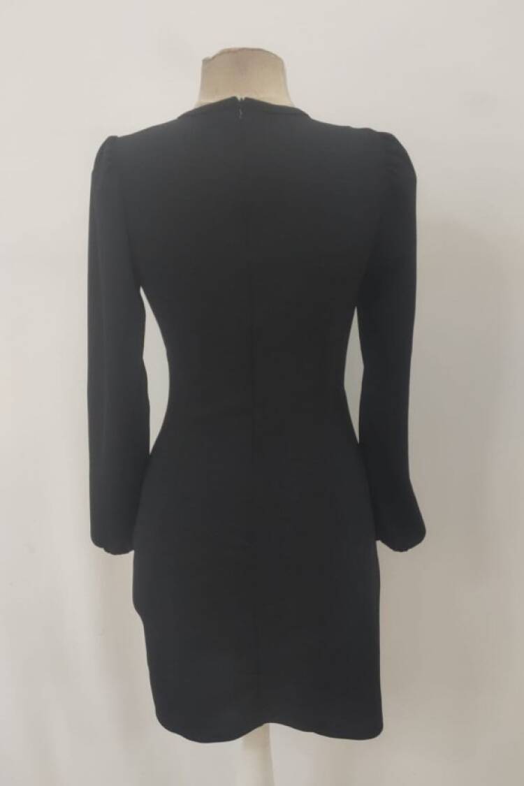 Elegant Wrap V-Neck Mini Dress With Ballon Sleeves