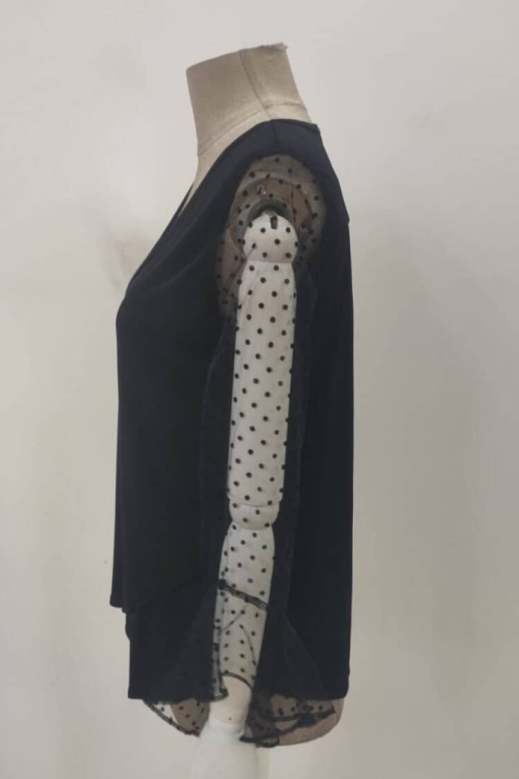 Polka Dot Elegant Ruffle Sleeve Blouse