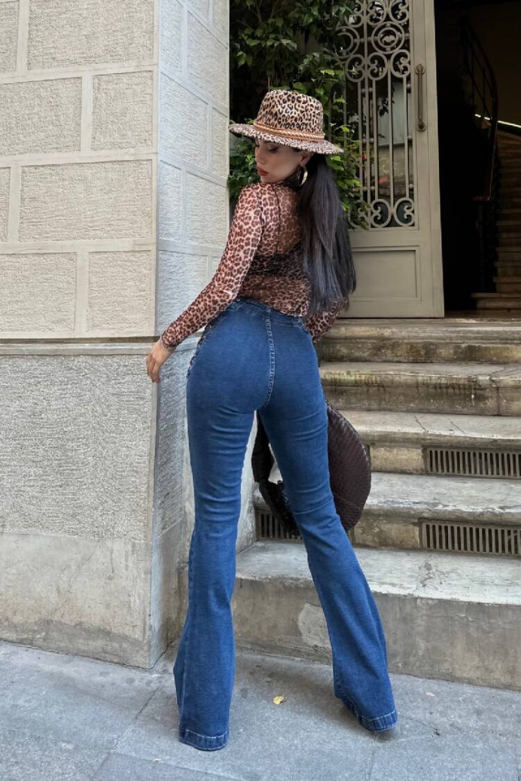 High Waist Mom Jeans With Flare Leg