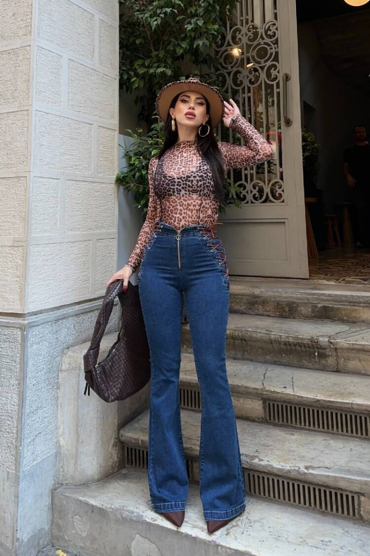 High Waist Mom Jeans With Flare Leg
