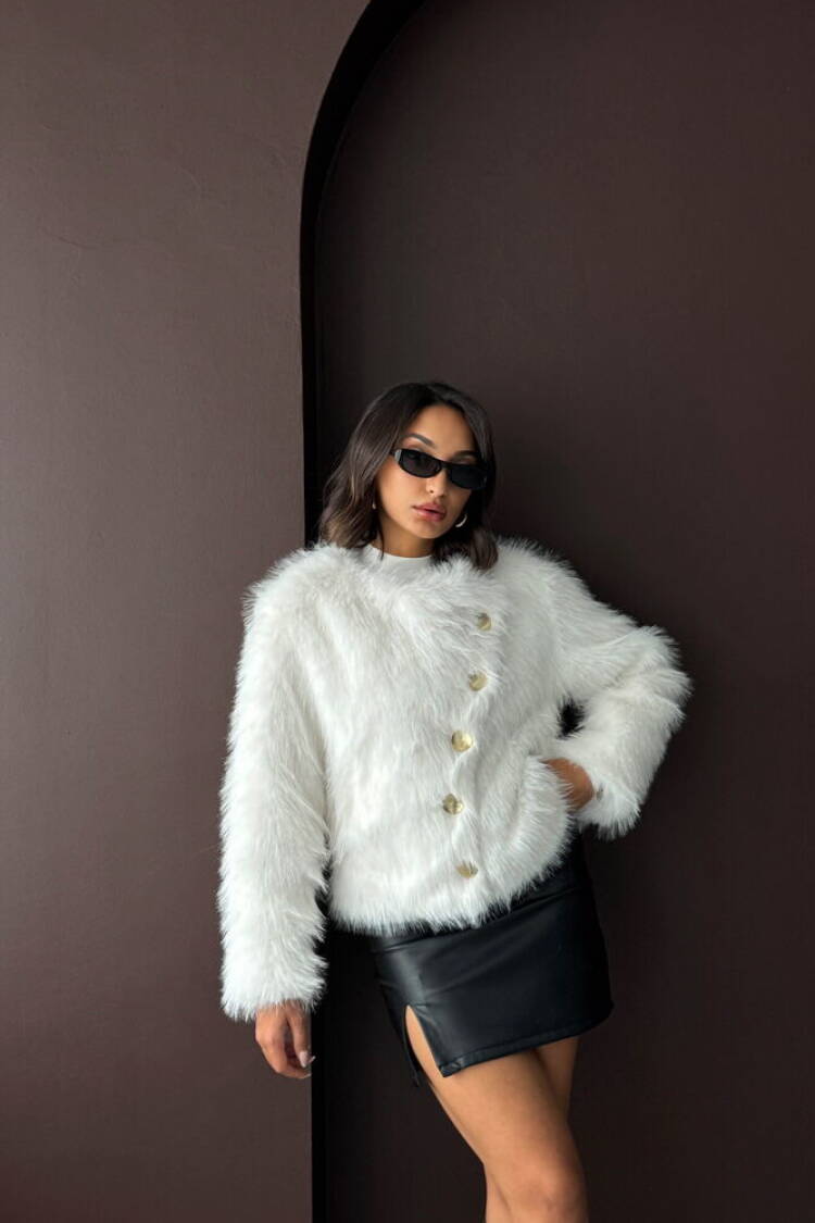 Elegant White Fur Jacket