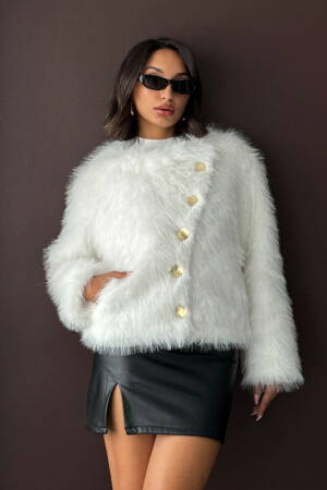 Elegant White Fur Jacket - Brand: Topshow - Women & Kids, Baby Clothes Wholesale - Globality Store